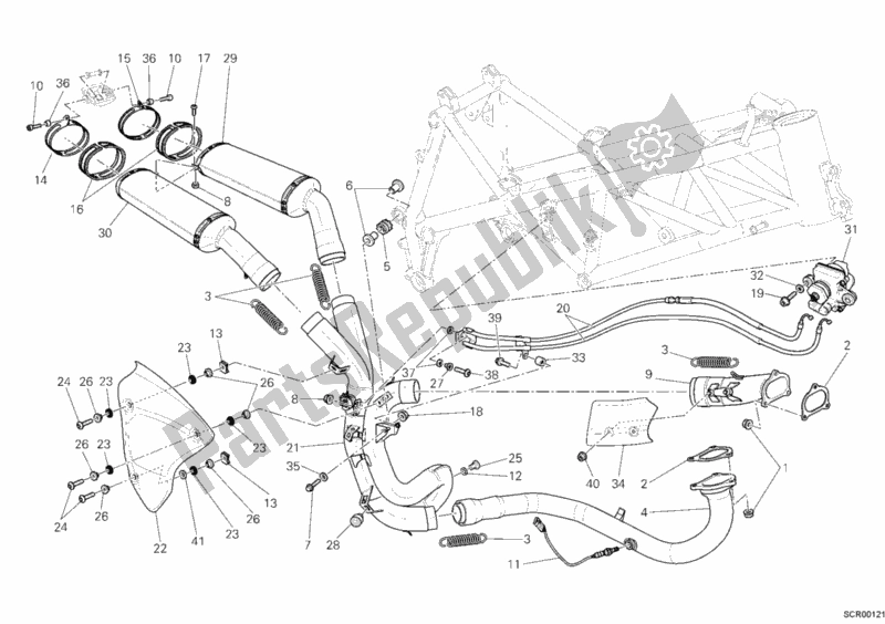 Toutes les pièces pour le Système D'échappement du Ducati Superbike 848 USA 2009